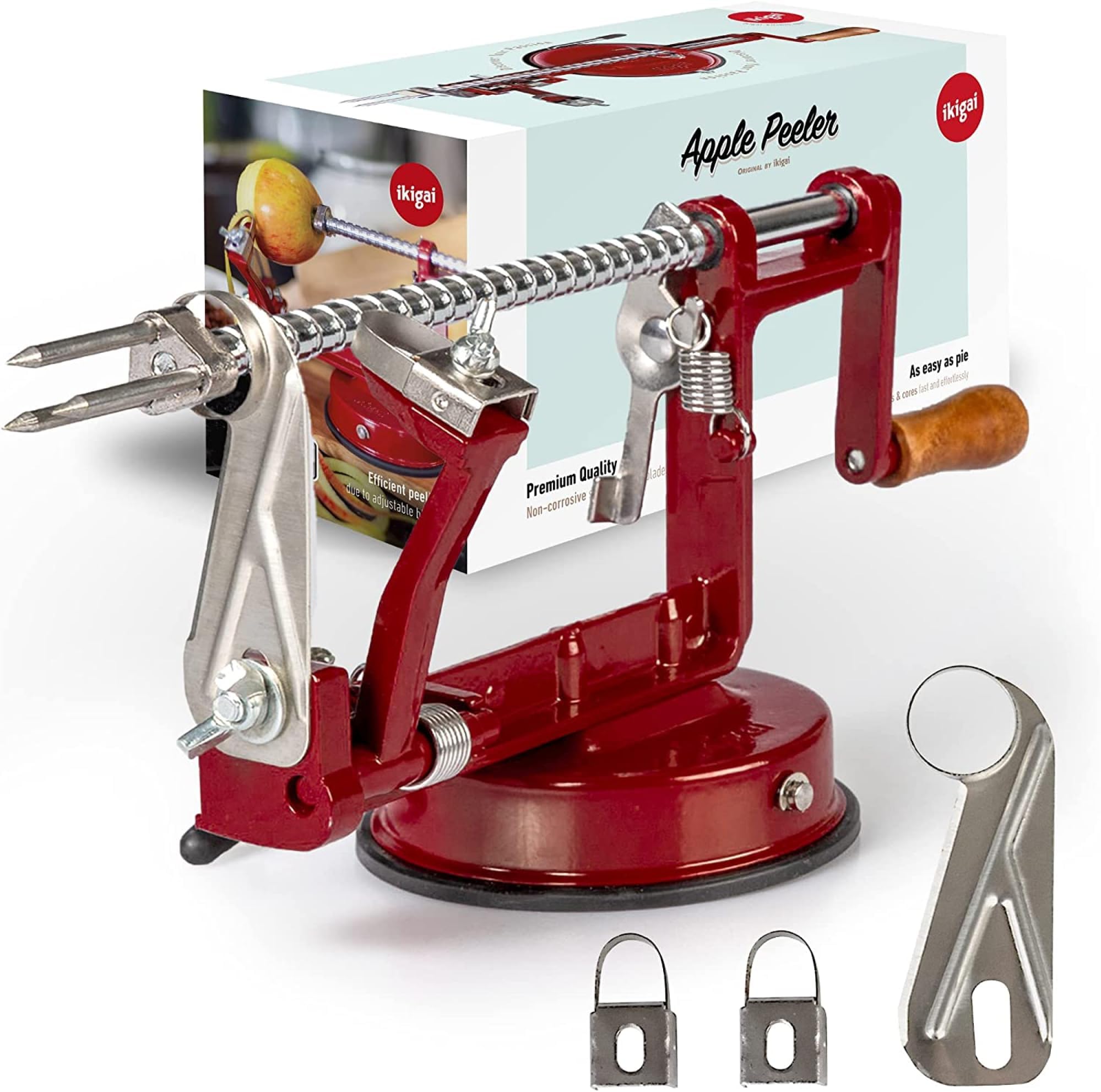 Johnny Apple Peeler Apple Peeler, Cast Iron, Red1, Stainless Steel
