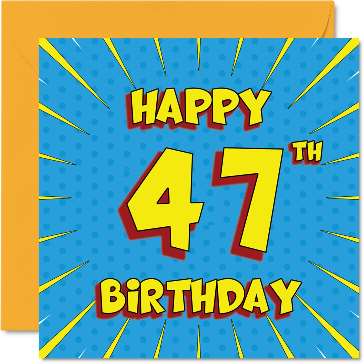 Fun 47th Birthday Cards for Men Woman - Comic Book - Happy Birthday Card for Sister Nanny Grandad Dad Mum Brother Auntie Uncle Grandma, 145mm Greeting Cards, 47th Card