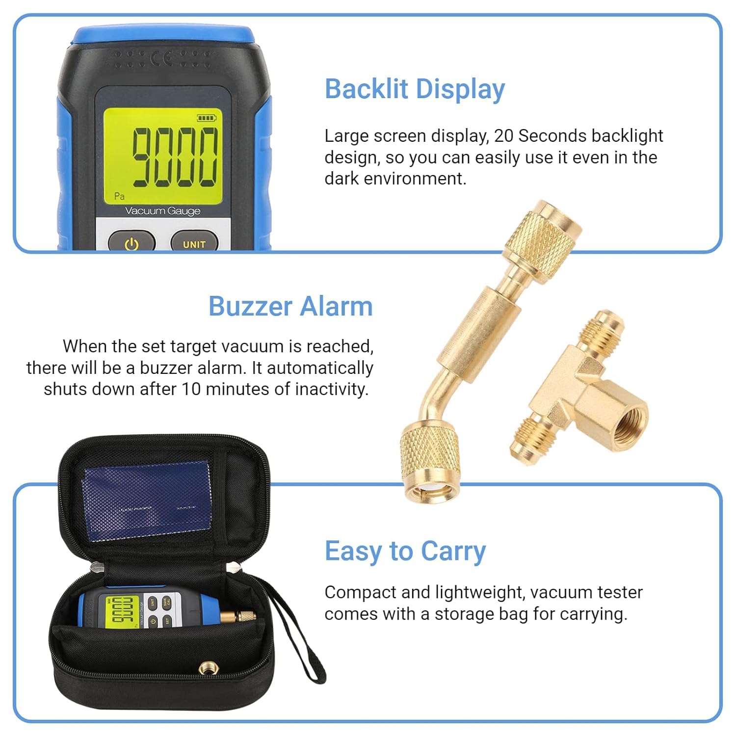 Vacuum Gauge, VMV-1 0-50°C High Digital Vacuum Supports Four Vacuum Units for Atmospheric Environment