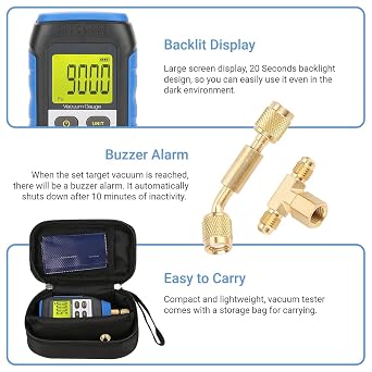 Vacuum Gauge, VMV-1 0-50C High Digital Vacuum Supports Four Vacuum Units for Atmospheric Environment