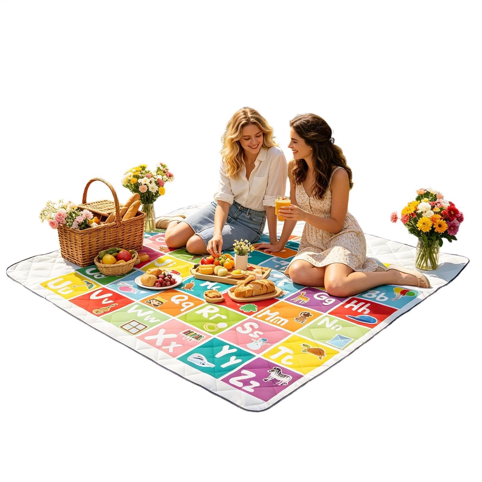 Grande Couverture De Pique-Nique Imperméable Extra Large Pliable 200 x 200 | Tapis De Pique-Nique Doux Et Anti-Sable Pour Camping En Plein Air, , Parc, Pelouse, Réunion Familiale, Fête