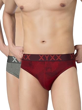 XYXX Metrix Cotton Modal Brief for Men | Snug Fit with Anti-roll no-Marks Waistband | Printed Underwear for Men Combo