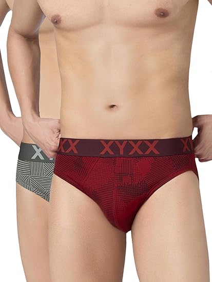 XYXX Metrix Cotton Modal Brief for Men | Snug Fit with Anti-roll no-Marks Waistband | Printed Underwear for Men Combo