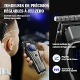 SUPRENT Men's Professional Hair Trimmer - Titanium-Coated Fade Blade, Adjustable Zero-Gap T-Blade, 5 Length Levels, Magnetic Guide Combs, 2500 mAh Battery & Type-C Charging Station - 4