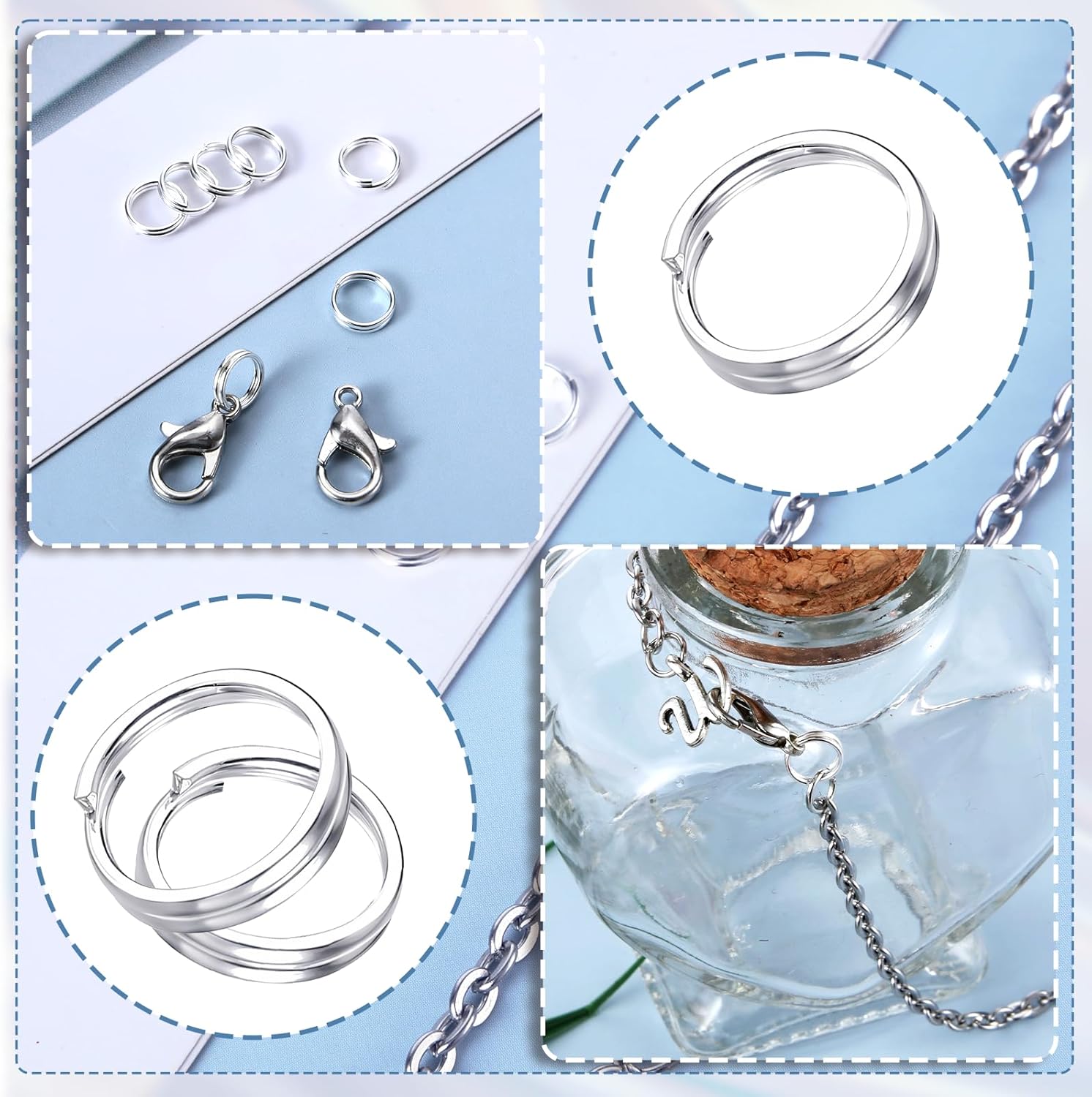 925 Sterling Sier Split Jump Ring, 6mm Double Ring Round Open
