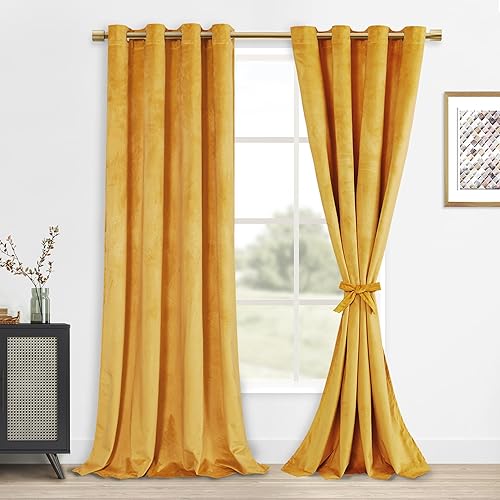 Miniatura 78 de DWCN Cortinas de Terciopelo - Cortinas de Ventana que Oscurecen la Habitación y Bloquean la Luz para Cuarto de Bebé, Dormitorio, Sala de Estar,