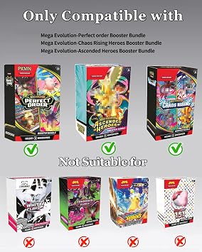 Booster Bundle Acrylic Case for Mega EvolutionPitch Black/Ascended Heroes/Perfect Order/Chaos Rising, N52 Magnetic Lid Clear Display Case, 5mm Thick Ptcg Protector Storage Box (Box Not Included)