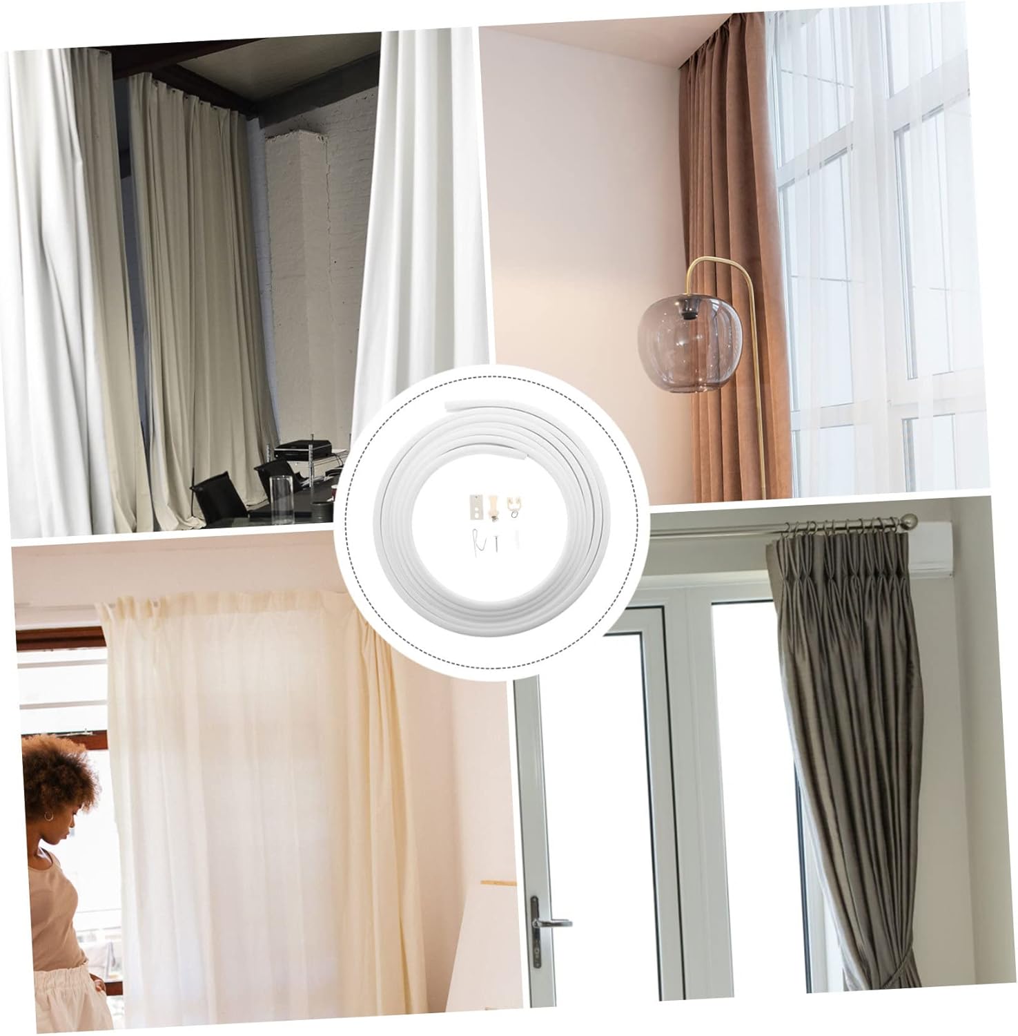 Flexible Ceiling Curtain Track Bendable Slide Track Wall Mount for Bay Window Easy Install