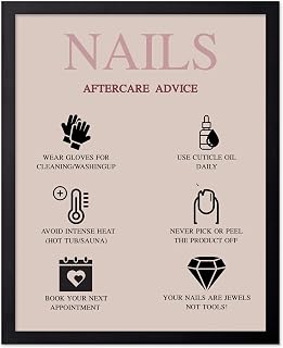 Monem Art Nails Aftercare Advice Print - Fashion Poster - Manicure Art - Trendy Gift for Men, Women & Fashionista - Chic Decor for Salon, Spa or Nail Bar - 11x14 Black Framed