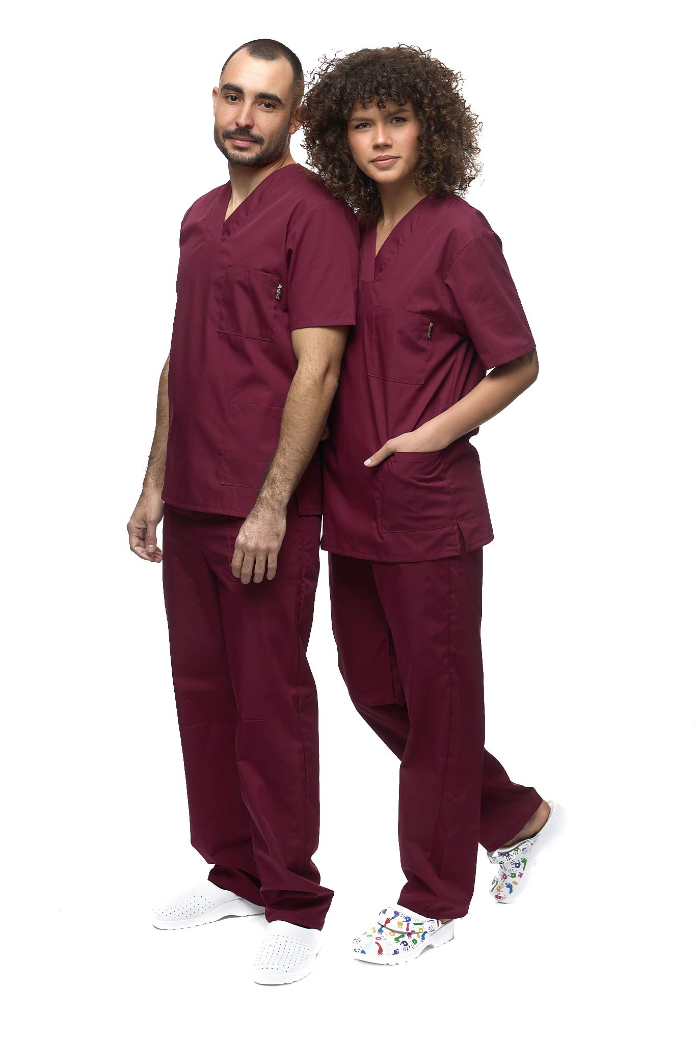 MAZALAT work wear Mazalat, Uniforme médico unisex con casaca y pantalón, kit de limpieza médica para cuidado de la ropa de trabajo