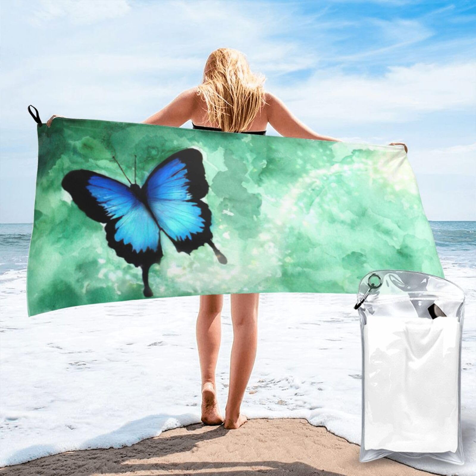 Toalla de playa de secado rápido, el regalo perfecto con diseño de mariposas