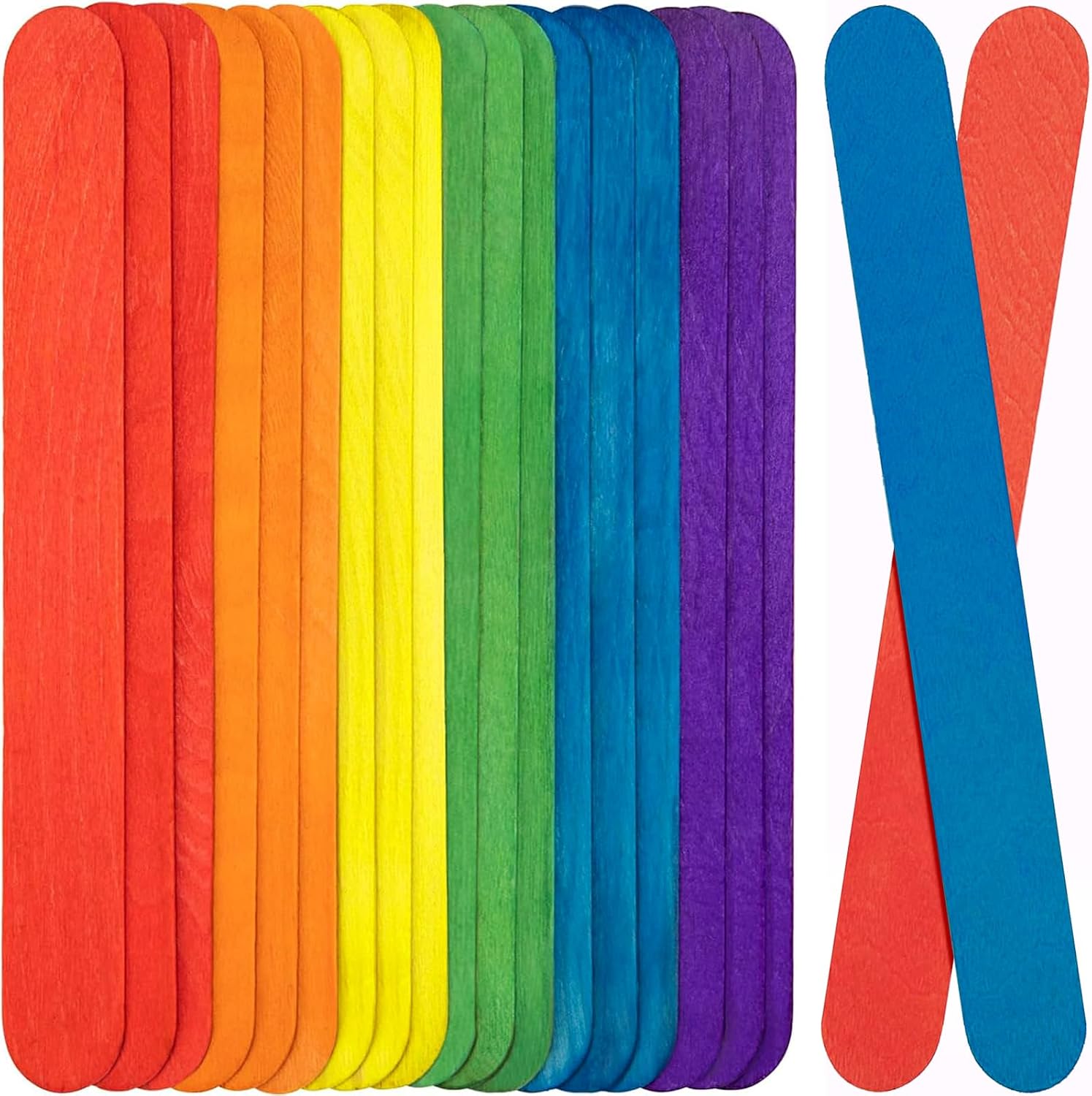 300 Pcs Colored Popsicle Sticks for Craft, 4.5 Inch Natural Birch Wood Craft Sticks, 6 Rainbow Colors Wooden Ice Cream Sticks for DIY Art, Classroom STEM Projects and Homemade Popsicles