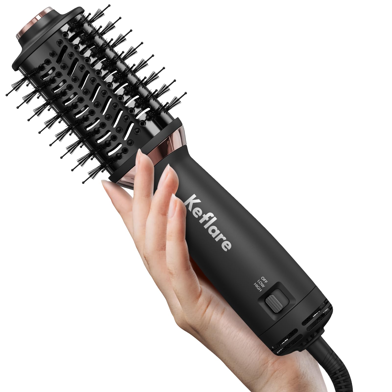 Mini Dual Voltage Hair Dryer Brush, 2-in-1 Hot Air Brush for Travel, One Step Blow Dryer & Styler for Drying, Smoothing and Volumizing Hair