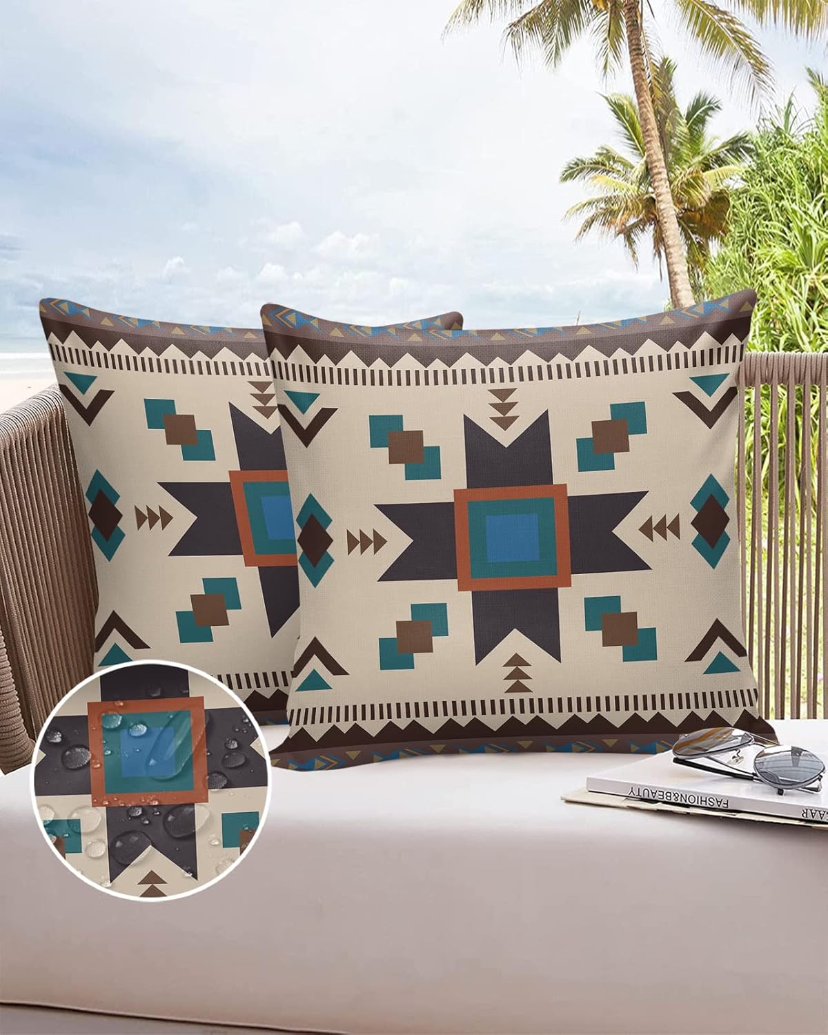 Southwestern Outdoor Waterproof 26"x26" Throw Pillow Covers