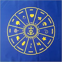 Toalha Cigana para Tarô Cigano Azul Dourado c/Brilho 70 CM