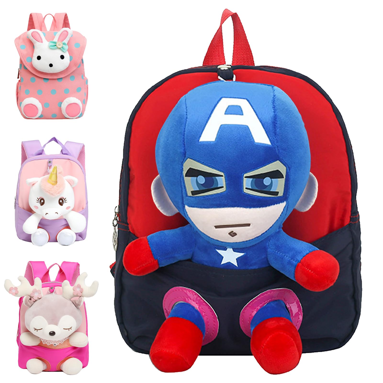Kinderrucksack 2-in-1 Mit Abnehmbarem Kuscheltier – Weicher Rücken, Verstellbare Gurte | Für Kindergarten & Freizeit