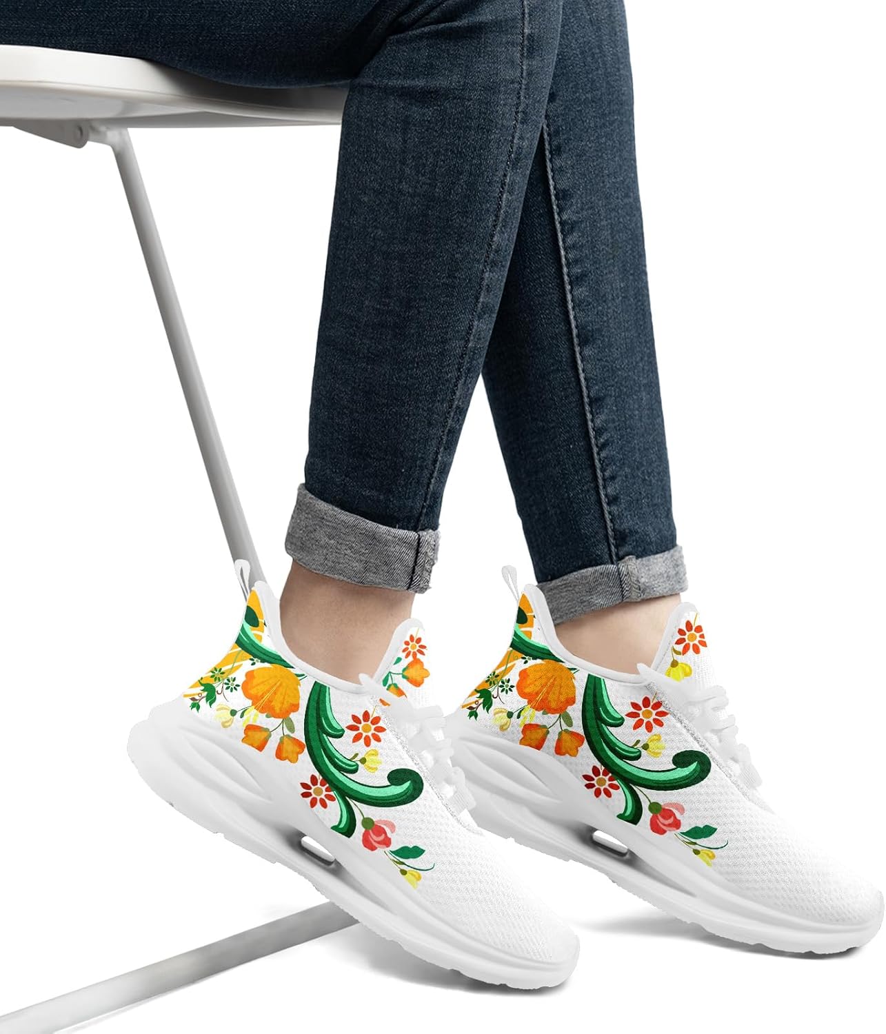Mexican Floral Print Sneakers for Men & Women - Lightweight Running Shoes Gym Trainers Cushioned Casual Walking Footwear