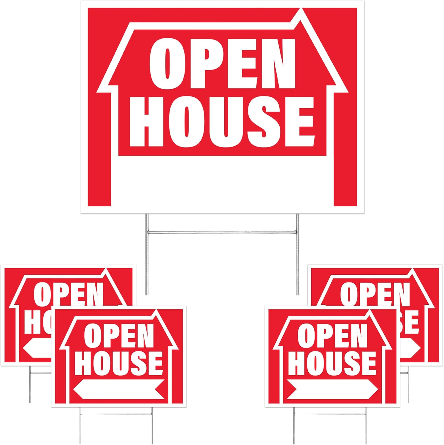 Sutter Signs 5pk Open House Signs for Real Estate - 16x12" Corrugated Plastic Open House Yard Signs with Metal H Frame Stakes