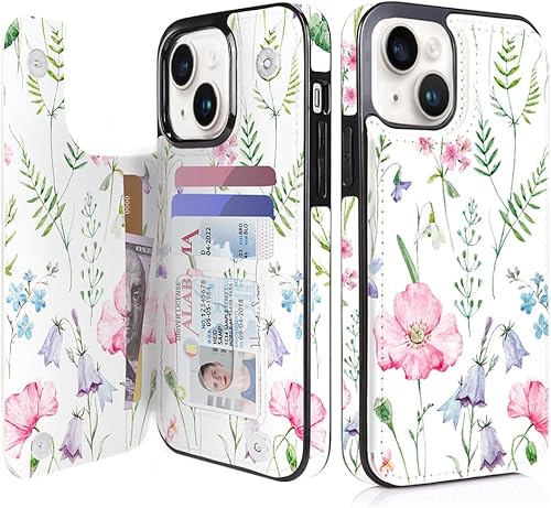 uCOLOR Funda tipo cartera compatible con iPhone 1415 Plus de 6.7 pulgadas con ranuras para tarjetero, función atril, cierre magnético y funda de