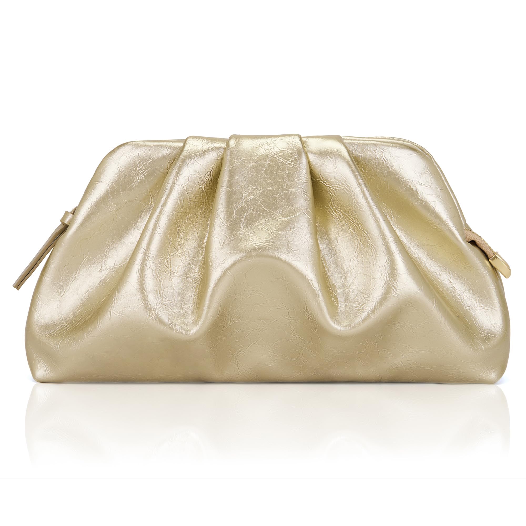 Pochette da donna Cloud Pleated Borsa da sera elegante piccola borsa a tracolla in pelle PU per matrimonio con chiusura lampo