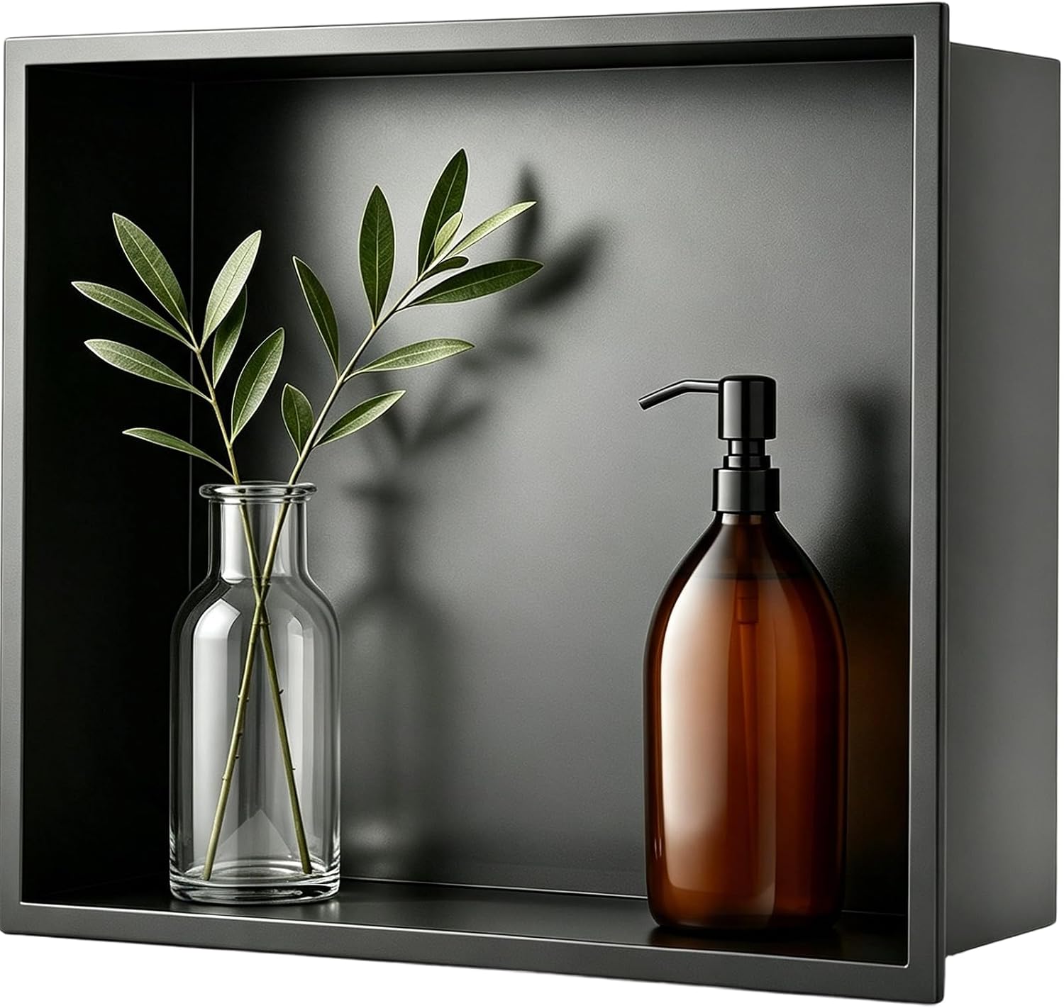 Achelous Stainless Steel Insert Shower Niche 12" X 12" NO Tile Needed, Bathroom Wall Niche Recessed Shower Shelf Organizer, Wall-Inserted Niche Recessed Shower Caddy, Matte Black