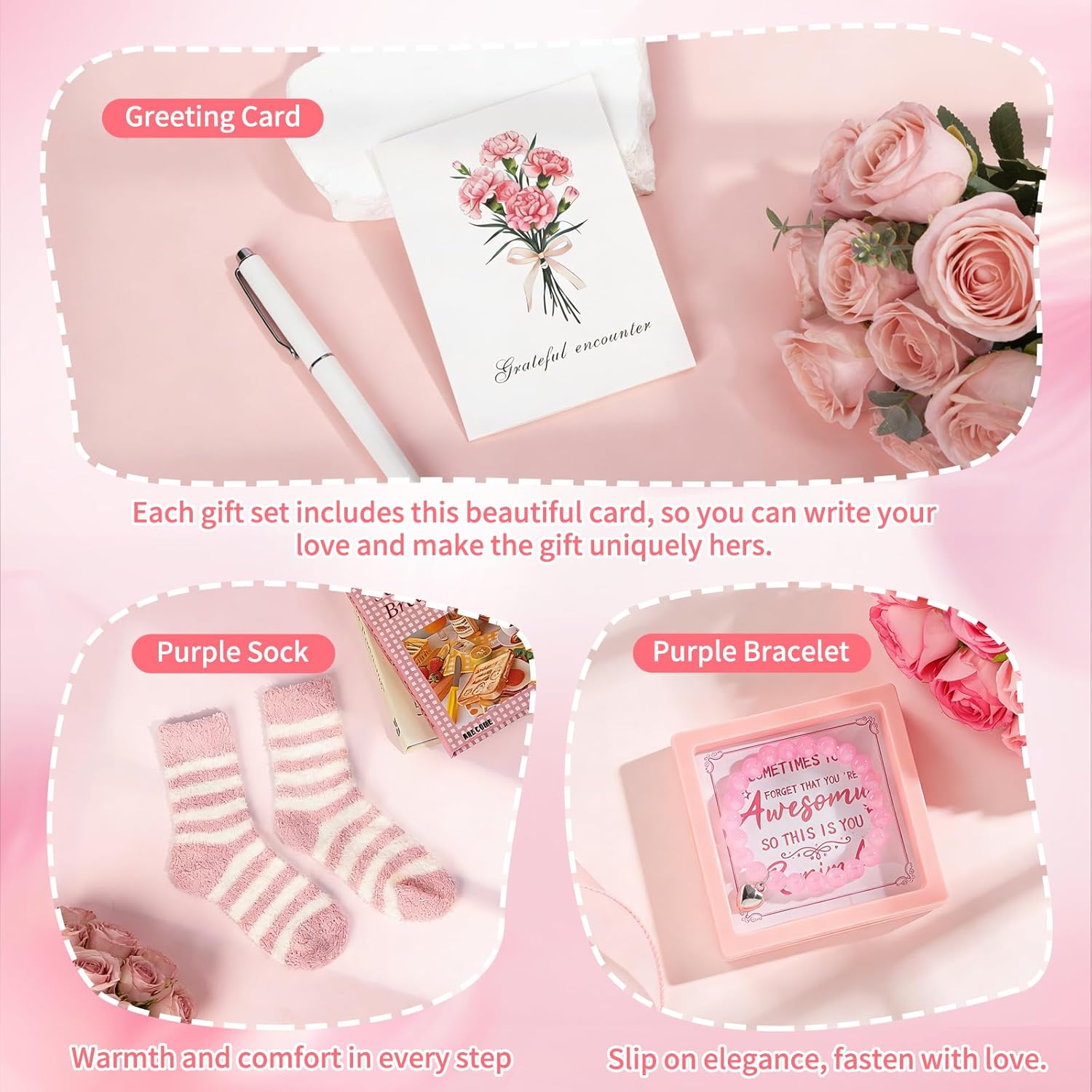 Luxury Mother's Day Gift Set for Women, Rose-Scented Self Care Spa Relaxation Basket Set for Mom, Grandma, Wife, Perfect Gift Set for Women & Thoughtful Mom Gift from Daughter, Son, Family