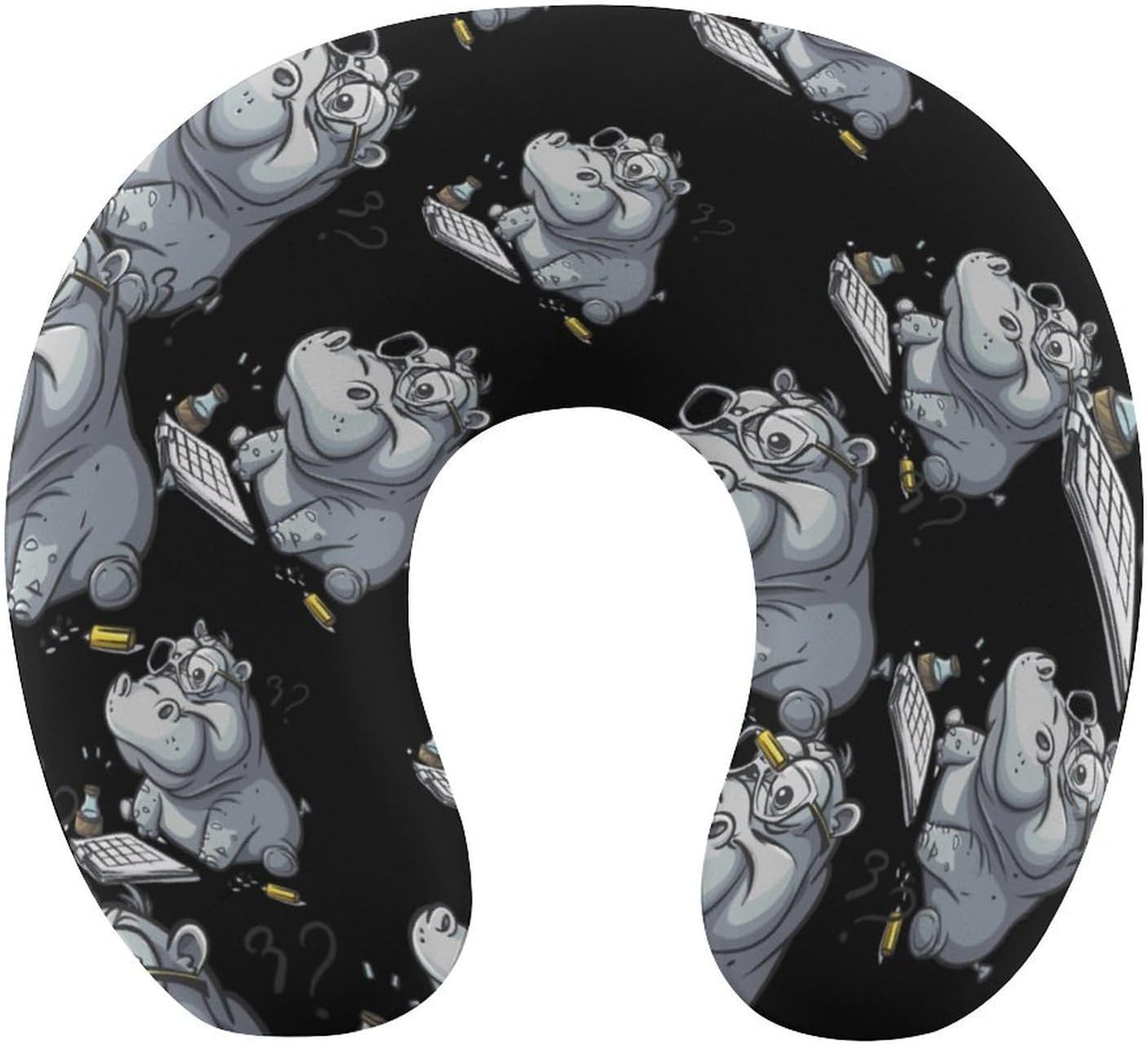Math Hippo Travel Pillow U Shape Neck Pillow Washable Pillowcase for Sleeping Chair