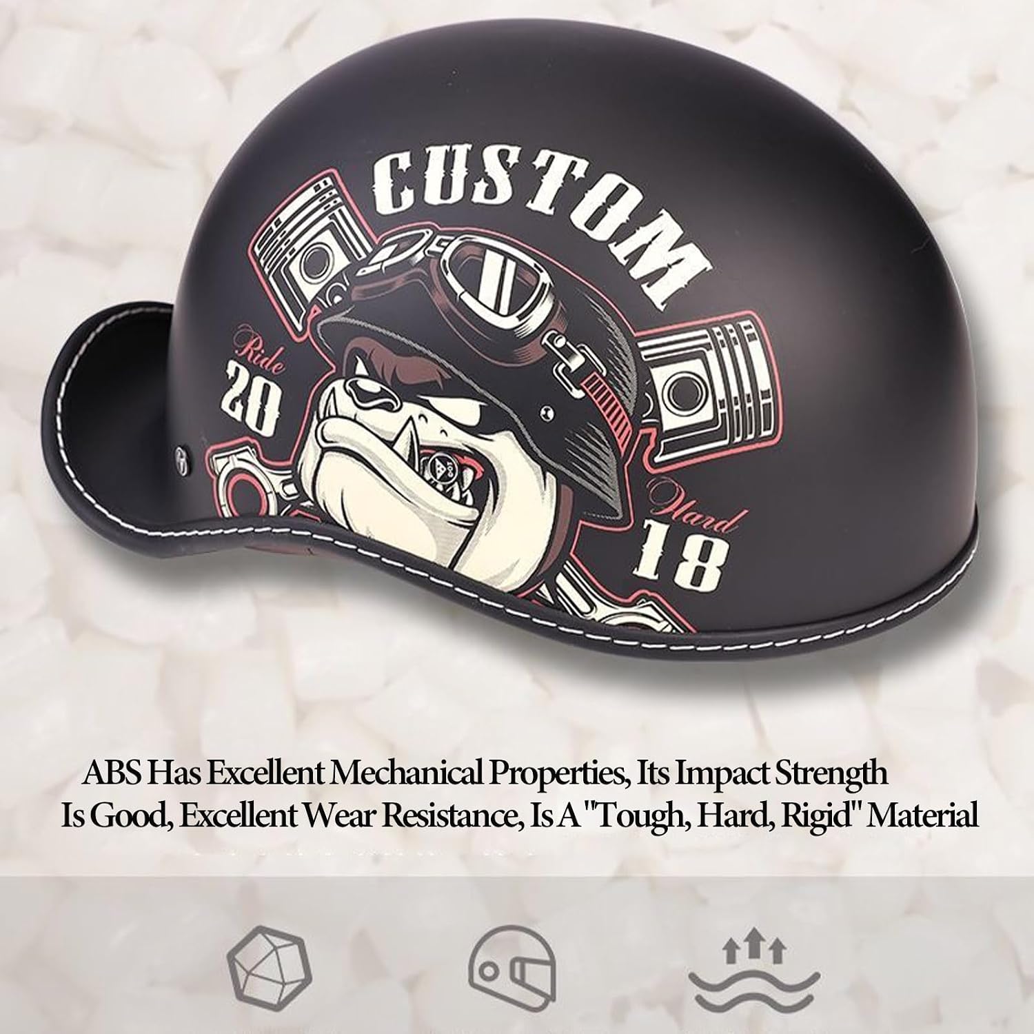Baseball Cap Motorcycle Half Helmet, Fashion Street Adults Men Women Half Shell Helmet for Cruiser Street Scooter Moped Cap (Glass+Mask+Ice Sleeves), DOT Approved