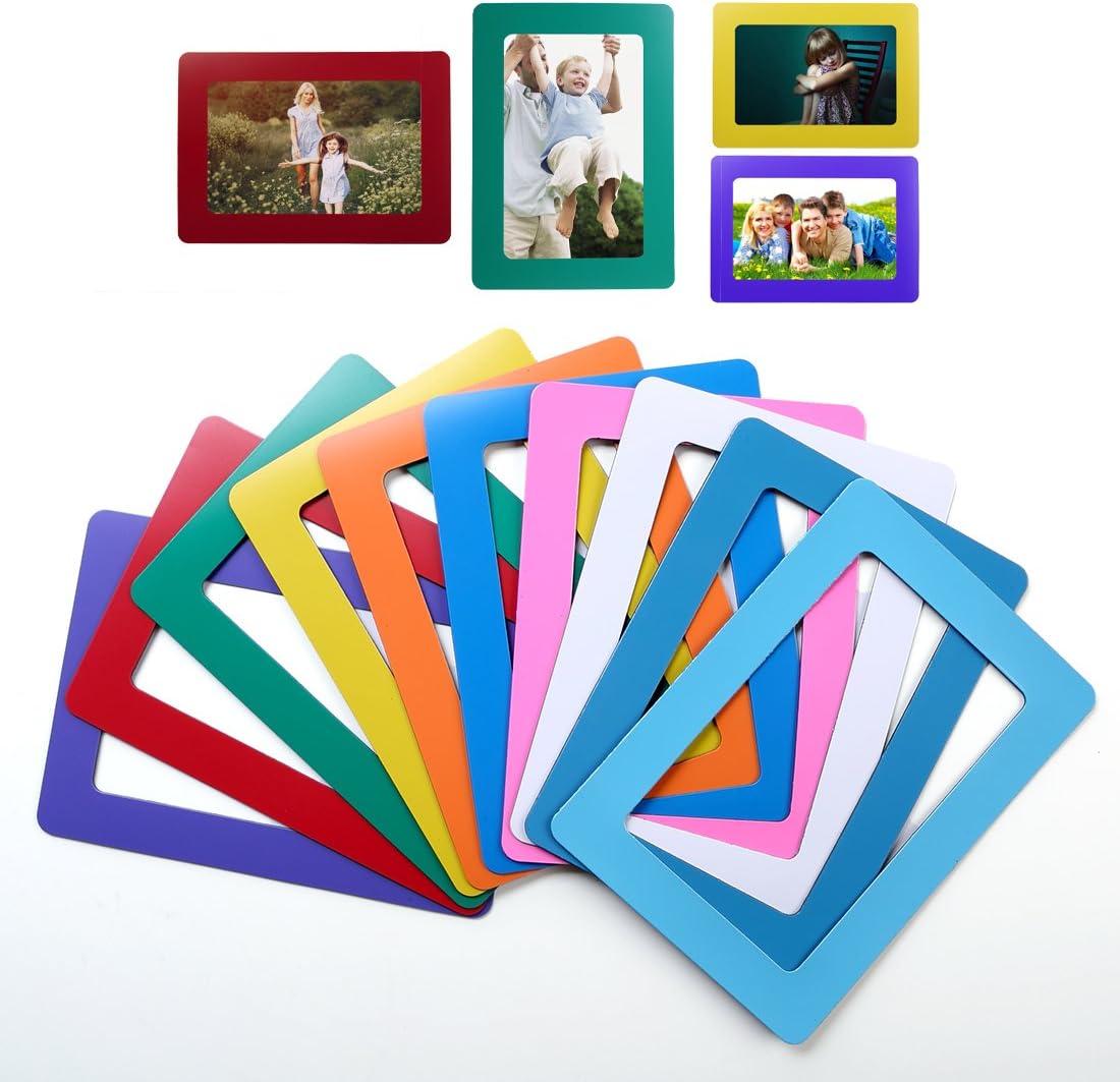 Idyewant Magnetic Picture Frames for Refrigerator, 5"x7"and 4"x6" mixed colorful magnetic picture frames