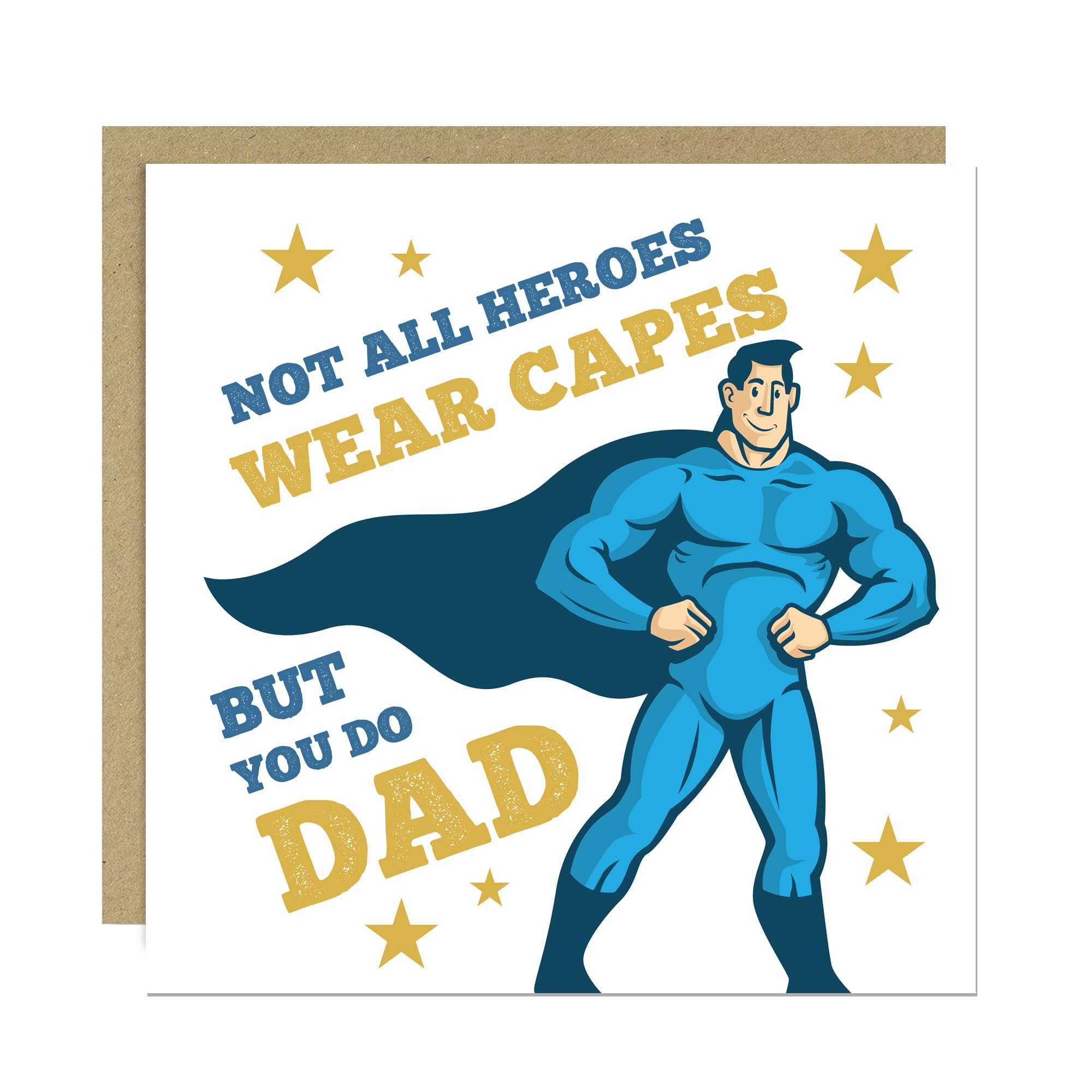 RED OCEAN Superhero Dad Card From Daughter Son Novelty Dad Card For Fathers Day Birthday 145x145mm With Kraft Envelop Father's Day Happy Birthday For Daddy