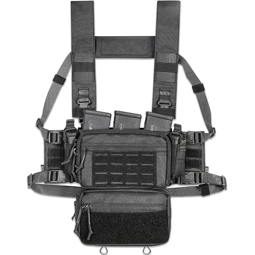 ACE TAC S.O.P. Tactical Chest Rig with 5.56/7.62 & Pistol Magazine Pouch Holders, Wing & Molle Dangler Pouches