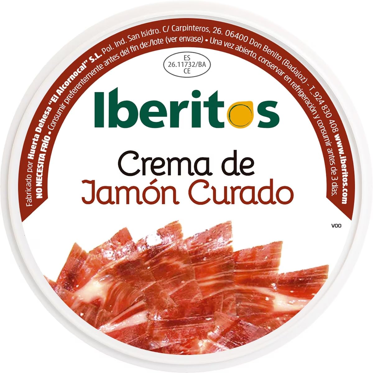 Crema de Jamón Curado Iberitos 250g - Textura Suave y Sabor Intenso - Ideal para Aperitivos, Canapés y Tostadas (PACK 6)