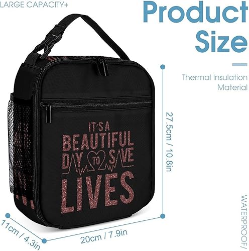 Miniatura 2 de It's A Beautiful Day to Save Lives Insulated Lunch Bag for Women Men Reusable Lunch Box Tote Bag for Work Travel