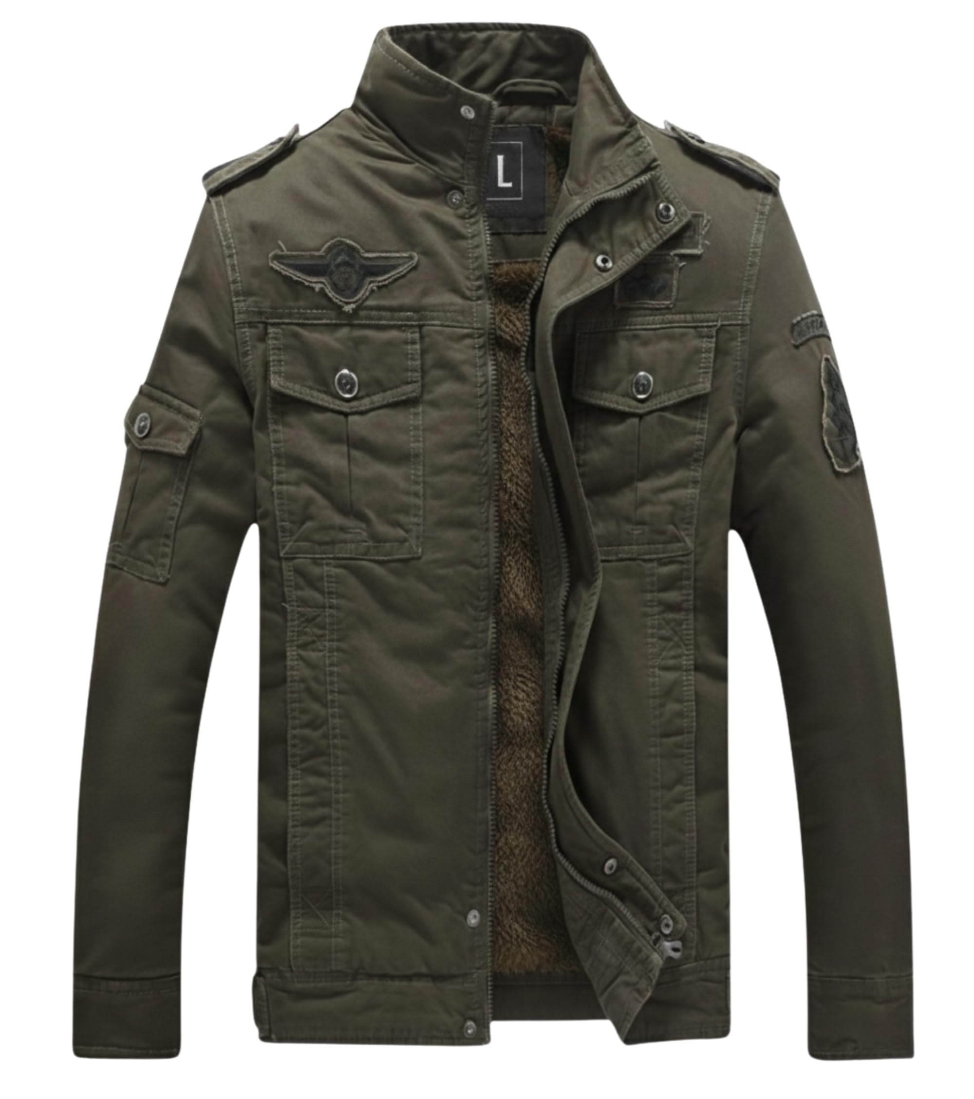 L'MONTE Imported Casual Cotton Standard Length Fur Winter Jacket for Men (XL, Green)