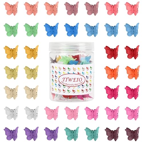 Miniatura 10 de 50 accesorios para el cabello de mariposa de Tiweio pequeños, pequeños clips de garra de los años 90 para mujeres y niñas, 12 colores degradados 12