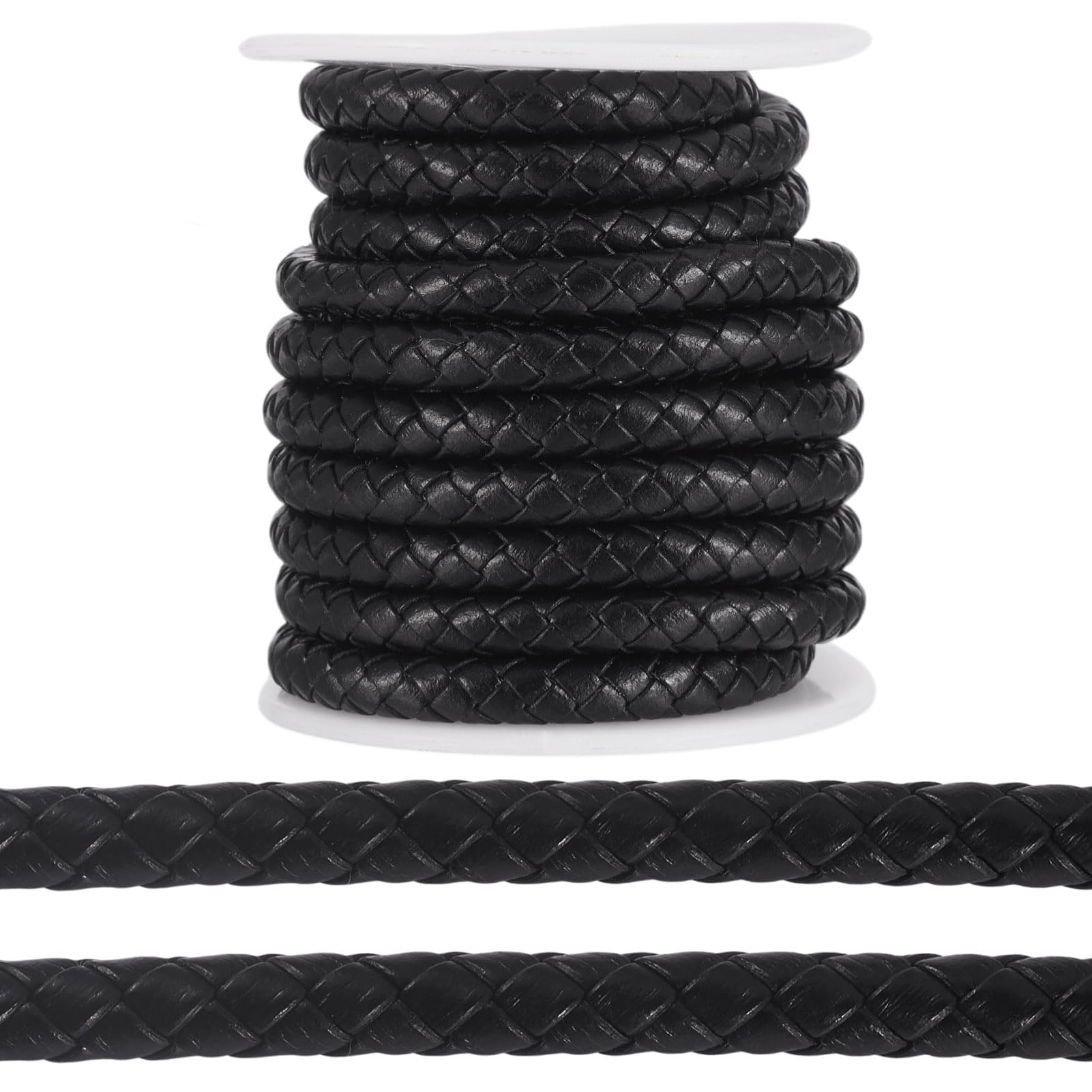Cordon en cuir de vache véritable de 6 mm noir FASHEWELRY pour création de bijoux DIY