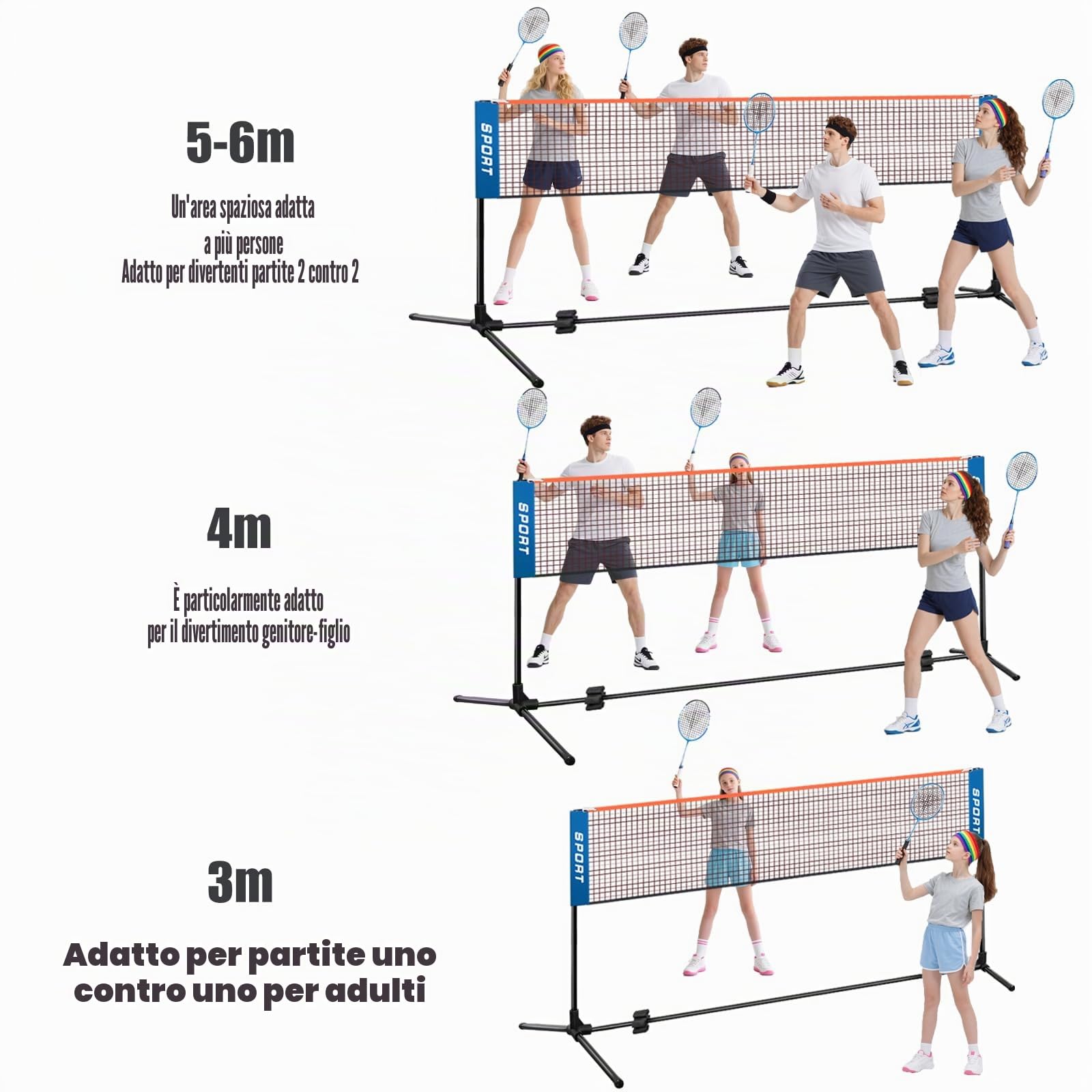 AKOZLIN Set di rete da badminton portatile, regolabile in altezza