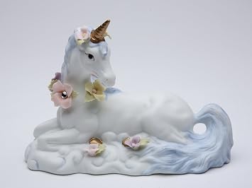 Cosmos Gifts Fine Elegant Porcelain Fairy White Unicorn with Flowers Figurine, 5-3/4 in