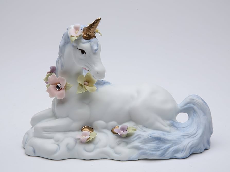 Amazon.com: CG 737-33 White Unicorn with Flowers Sitting