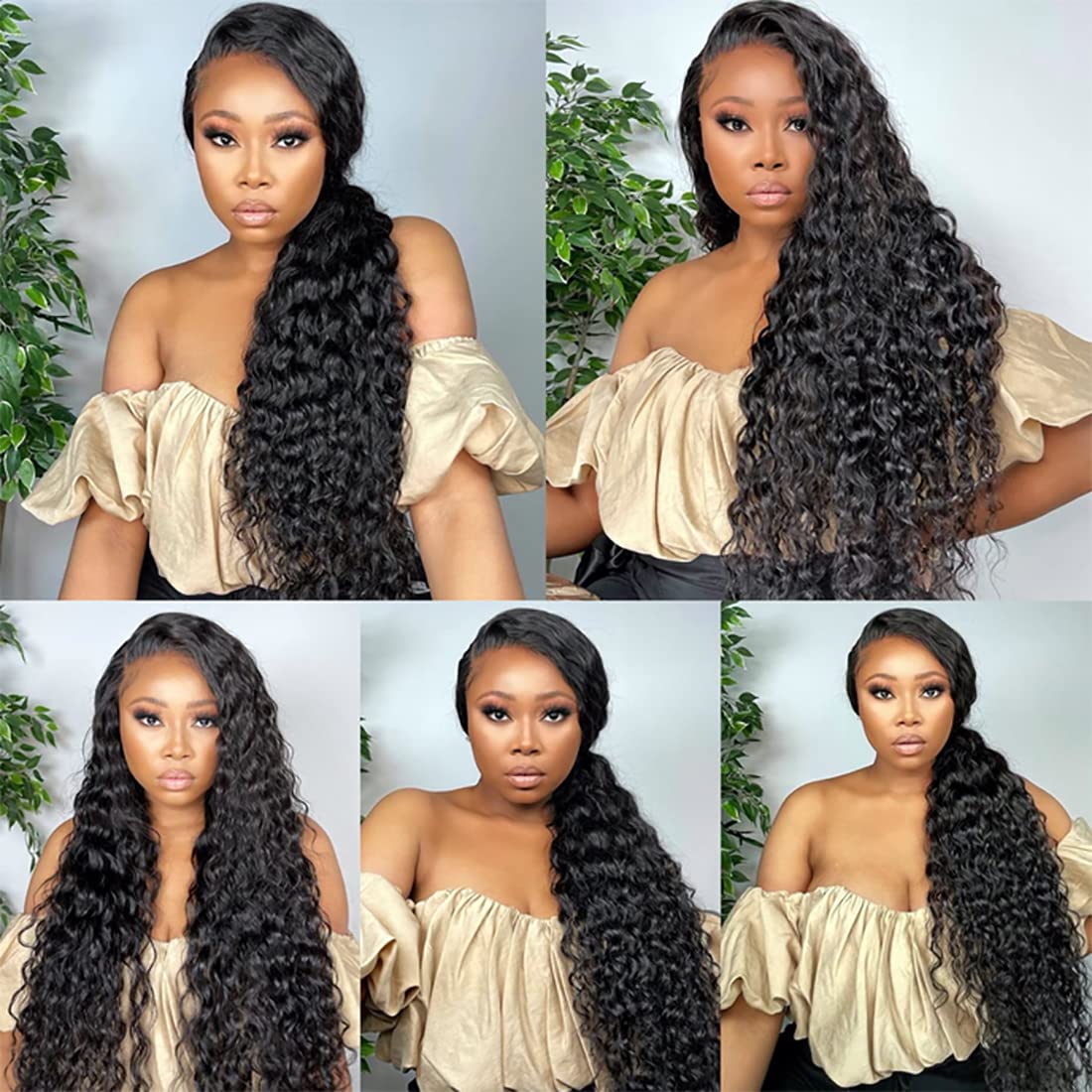 Deep Wave Lace Front Wigs Human Hair Curly Wigs 4x4 Lace Closure Wig Wet and Wavy Lace Front Wigs Human Hair for Black Women Free Part Glueless Wig Pre Plucked 18 Inch