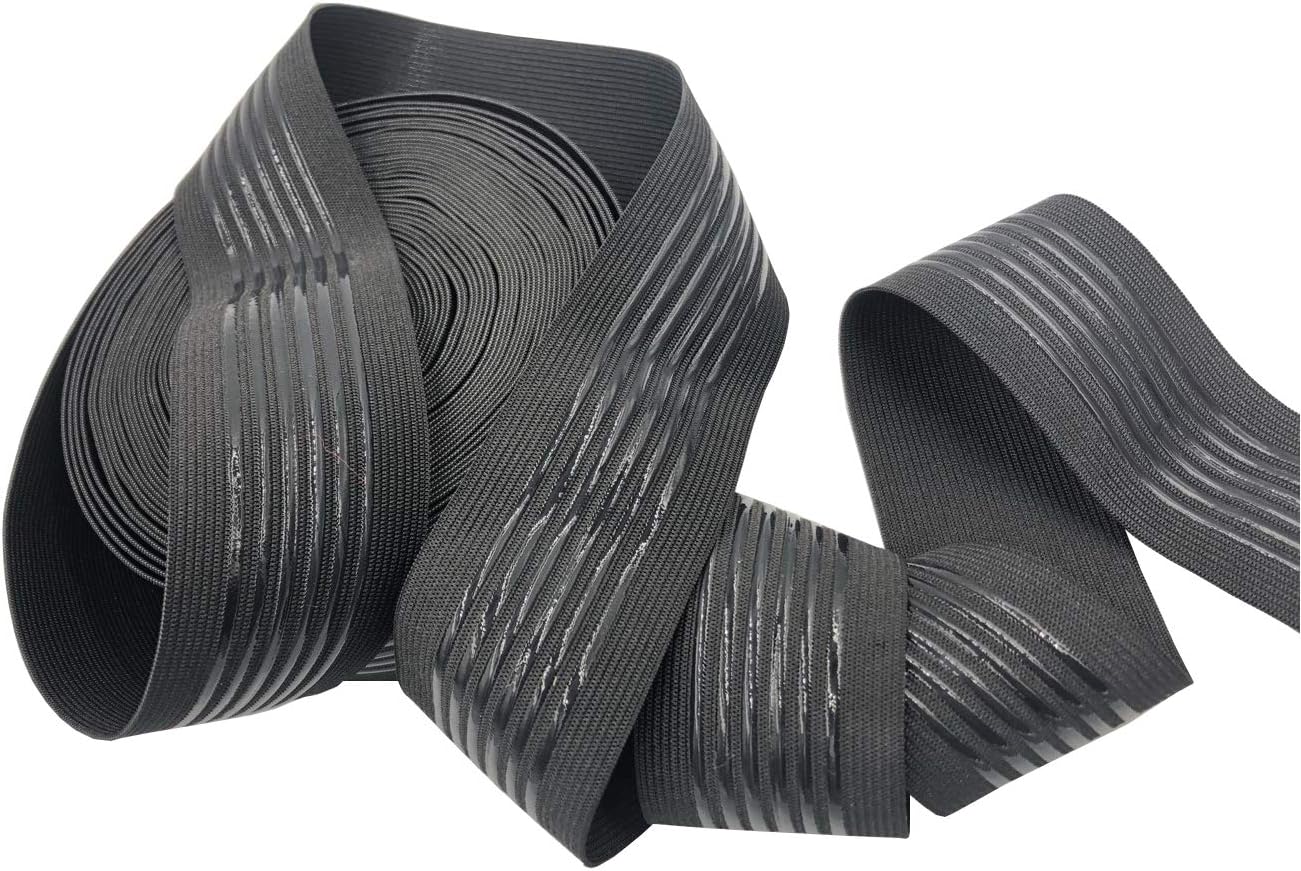 Stretchy Elastic Band Silicone Backed Gripper Elastic Webbing Non-Slip Elastic Ribbon - 5 Yards per roll (50mm)