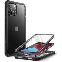 Clayco Forza Series Case for iPhone 12 Pro Max 6.7 inch 2020 Release, Built-in Screen Protector, Dual Layer Rugged Cover with Full-Body Soft TPU Bumper Black