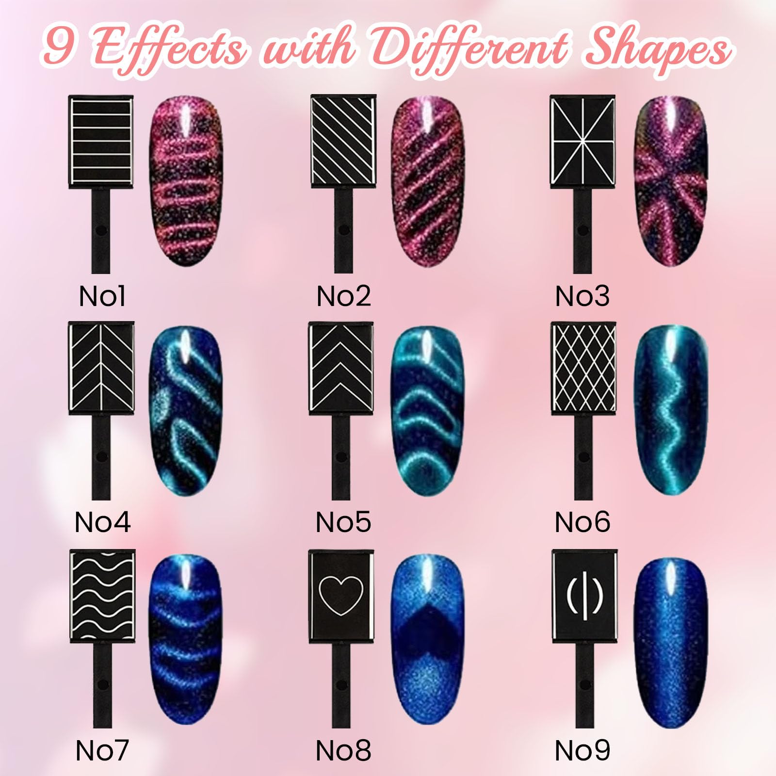 YBCCBY 15Pcs Cat Eye Magnet, Strong Magnet Nail Art Pen Tool, 3D Magnetic Cat Eye Effect - Image 4
