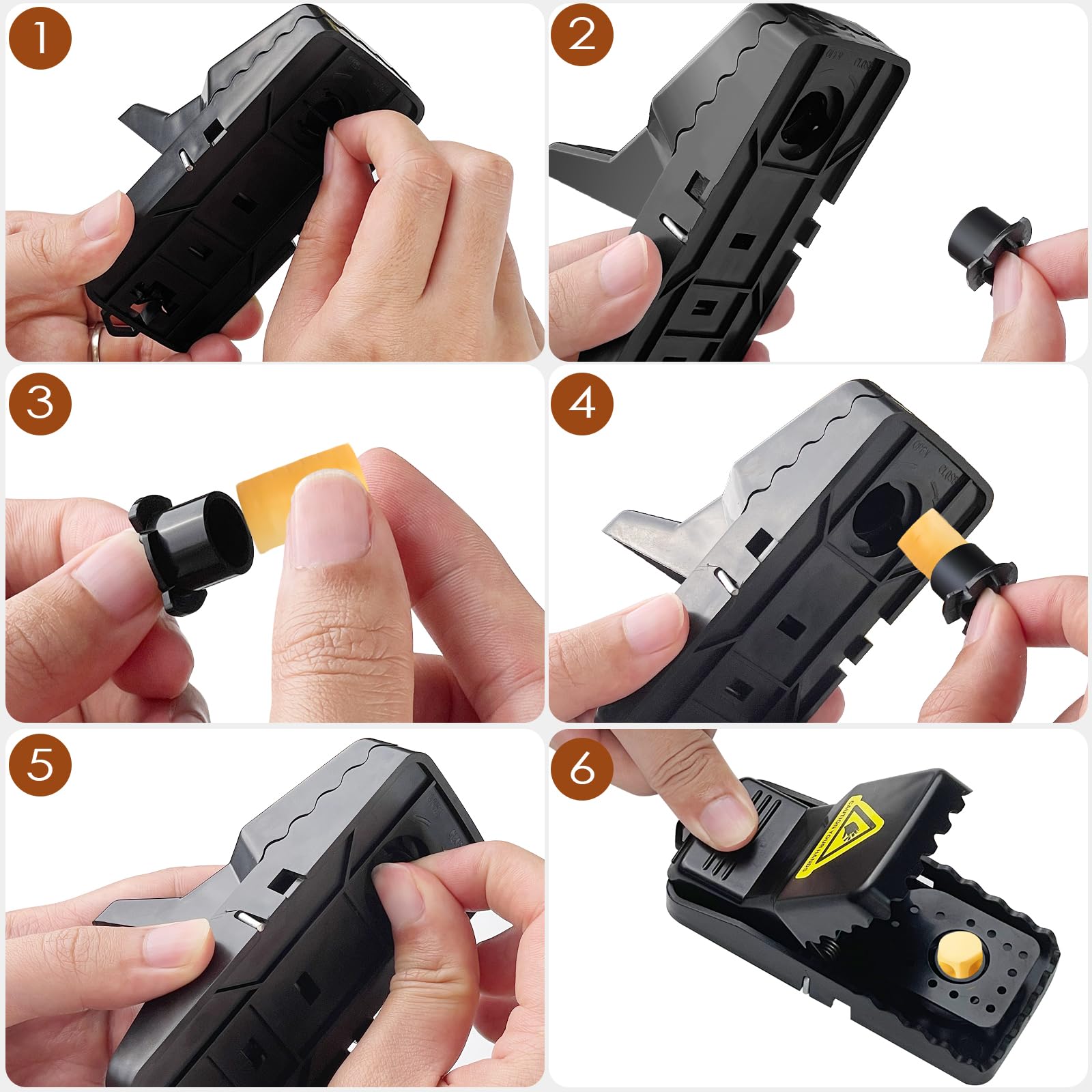 Piège à Rats Professionnel 6 Clips, Piège Souris Reutilisable Plastique