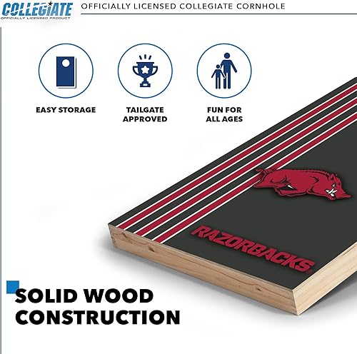 Miniatura 9 de Wild Sports Juego de cornhole de madera maciza de 2 x 3 pies con impresión directa HD del equipo, gran regalo para cualquier fanático de la NCAA.