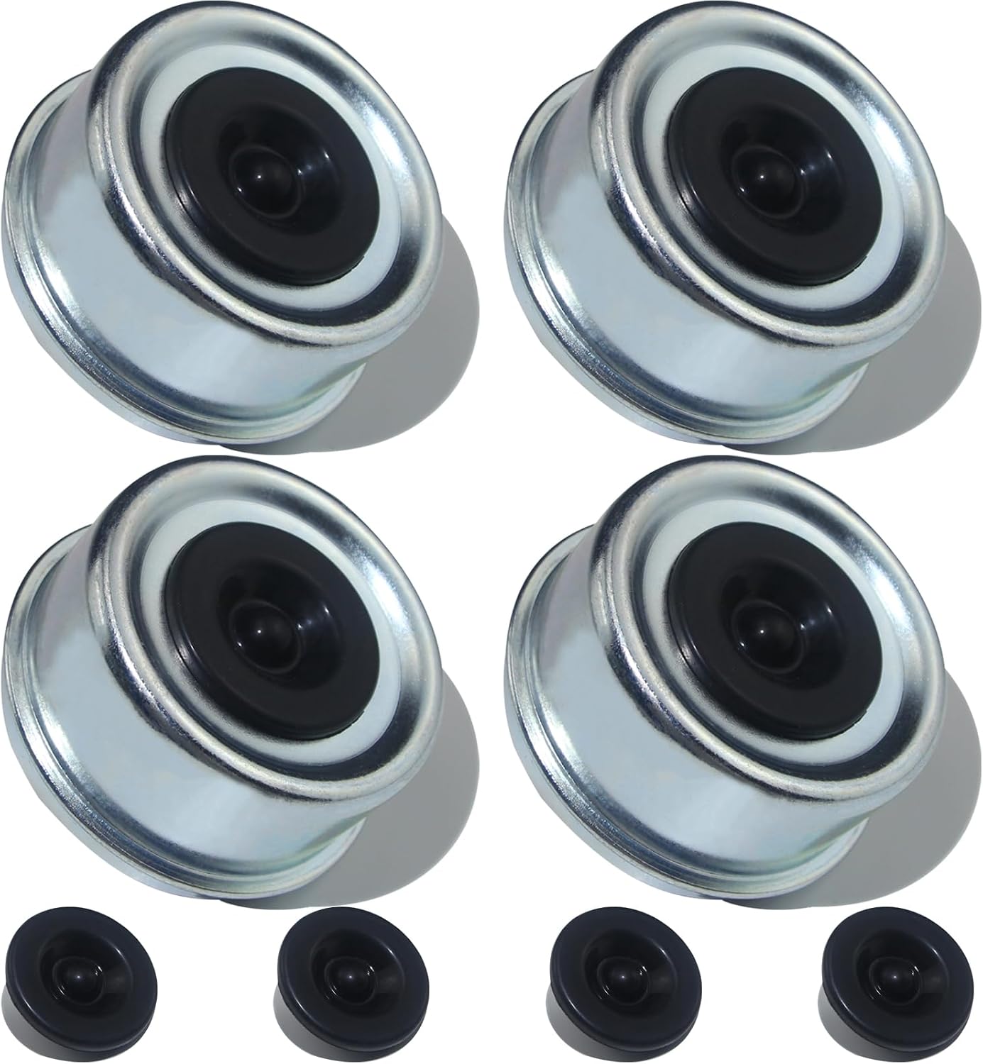 4pcs 2.72'' Trailer Axle Hub Dust Caps with Extra 4 Rubber Plugs