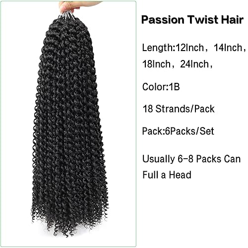 Miniatura 3 de Pelo Passion Twist Crochet Hair Water Wave Crochet Hair 14 pulgadas, 7 paquetes de Passion Twist rizado trenzado para Butterfly Locs Crochet Trenzas