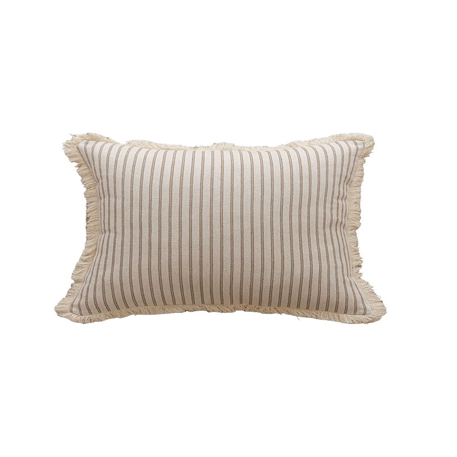 AXCTYSFP Decorative Linen Striped FringeThrow Pillow Covers Cozy Farmhouse Boho,Brown,30 * 50cm