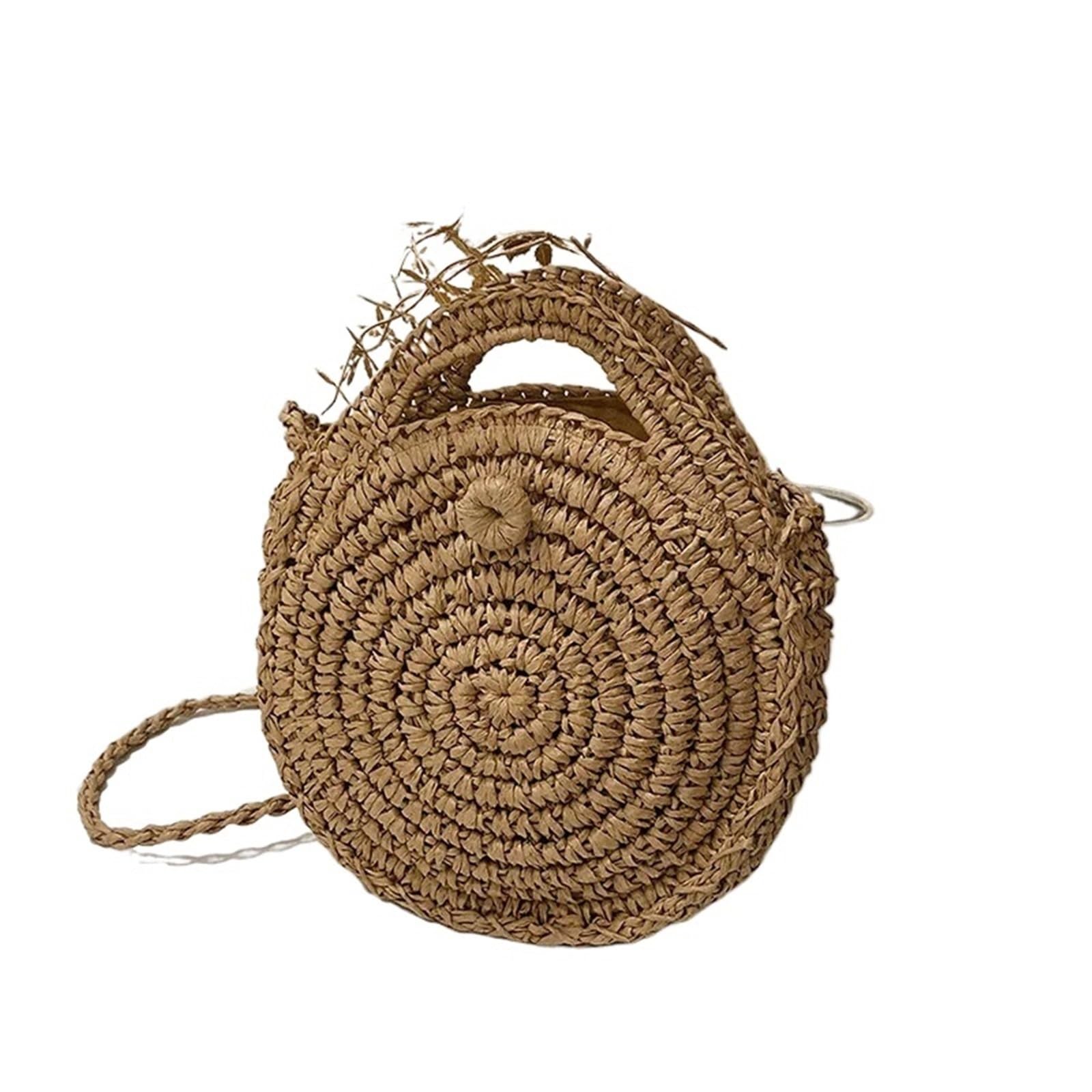 EBZFASO Straw Round Crossbody Bag
