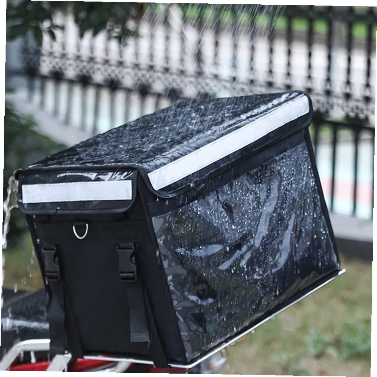 Contenitore per Alimenti da Asporto Isolato 32L Oxford Nero Scatola Termica Ispessita Maniglie Portatile per Catering Picnic e Trasporto Ordini